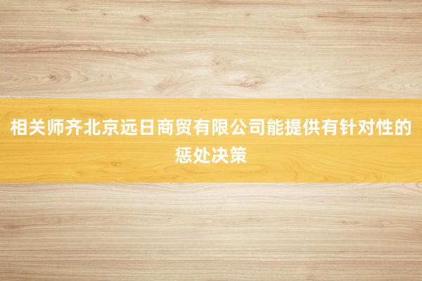 相关师齐北京远日商贸有限公司能提供有针对性的惩处决策